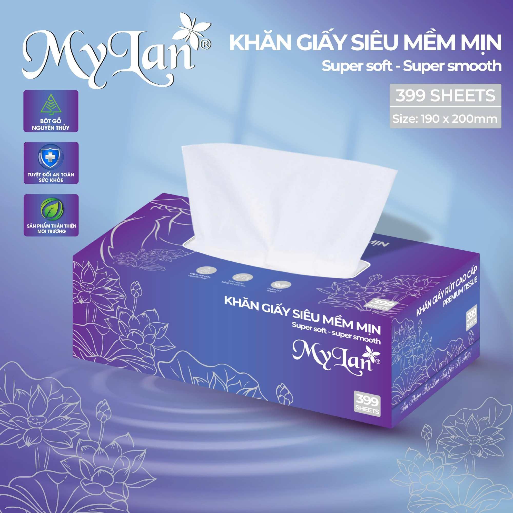 Khăn giấy rút hộp siêu mềm mịn Mylan 