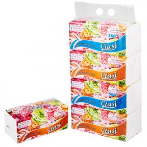 Khăn giấy rút Clasi hoa hồng, 4 gói/lốc