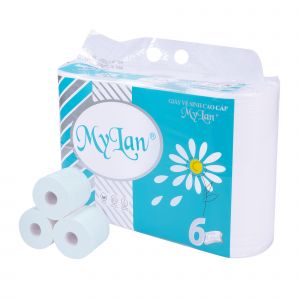 Giấy vệ sinh Mylan hoa cúc có lõi 6 cuộn/lốc