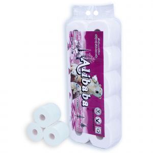 Giấy vệ sinh Alibaba gấu tím có lõi 10 cuộn/lốc