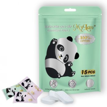 Khăn nén cao cấp Mylan 30cmx60cm, 15 cái/túi
