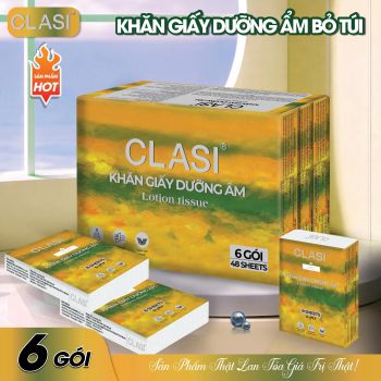 Khăn giấy dưỡng ẩm bỏ túi CLASI, 5 lớp, 6 gói/lốc