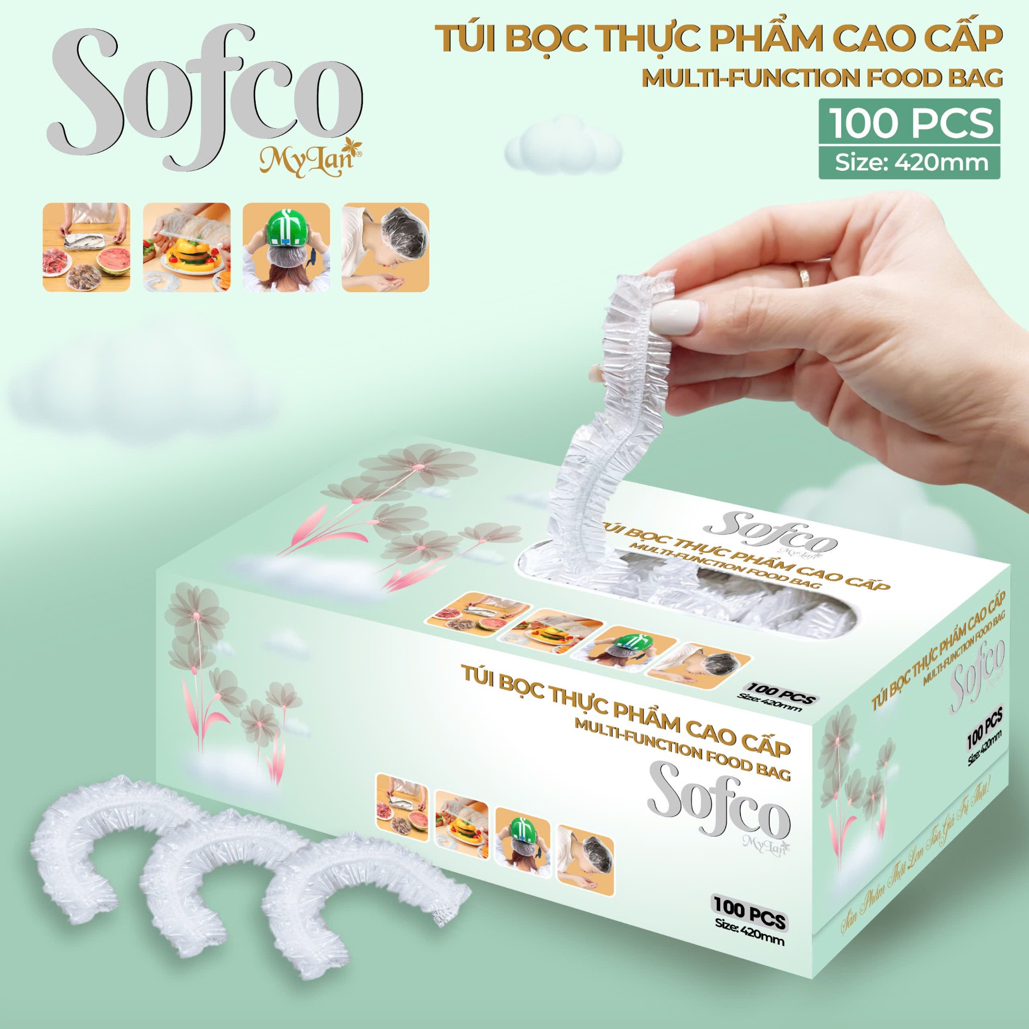 Túi bọc thực phẩm Sofco 100 cái/Hộp Size 420mm