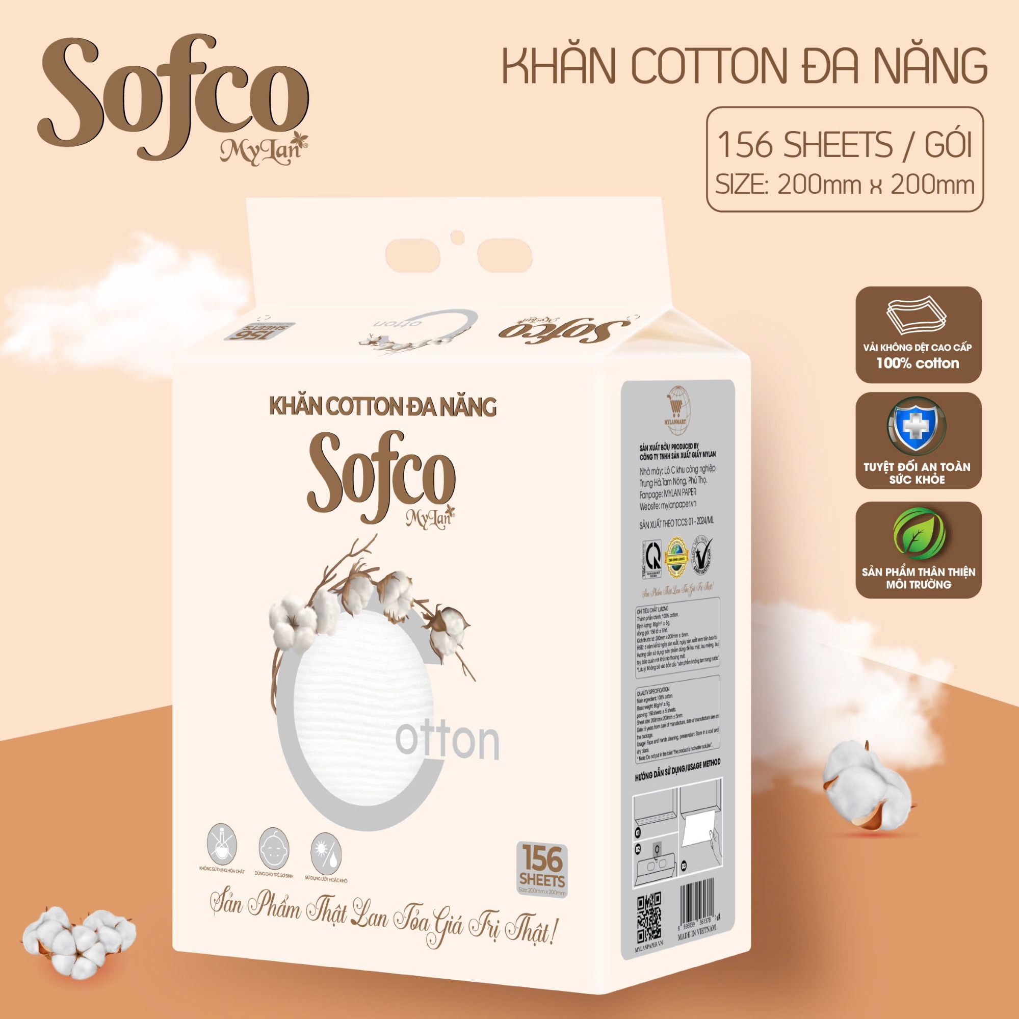 Khăn cotton đa năng SOFCO 156 tờ
